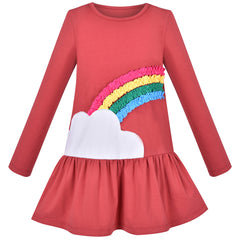 Girls Outfit Set 2 Piece Cotton Rainbow Dress Leggings Top Pants Size 3-6 Years