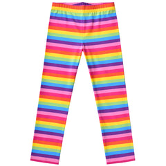 Girls Outfit Set Cotton Dress Leggings Rainbow Striped Cloud Pocket Size 3-7 Years