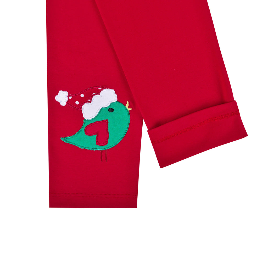 Girls Outfit Set Cotton Dress Leggings Santa Christmas Gift