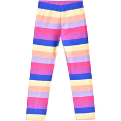Girls Outfit 2 Piece Set Cotton Heart Striped Rainbow Dress Leggings Size 3-8 Years