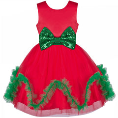 Girls Dress Christmas Holiday Red Wave Hem New Year Party Size 4-8 Years