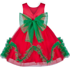 Girls Dress Christmas Holiday Red Wave Hem New Year Party Size 4-8 Years