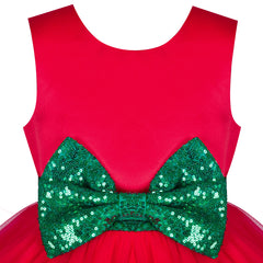 Girls Dress Christmas Holiday Red Wave Hem New Year Party Size 4-8 Years