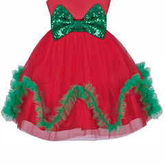 Girls Dress Christmas Holiday Red Wave Hem New Year Party Size 4-8 Years