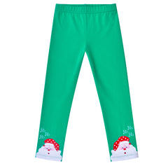 Girls Pants 2-Pack Cotton Leggings Pants Embroidery Satan Christmas Size 2-6 Years