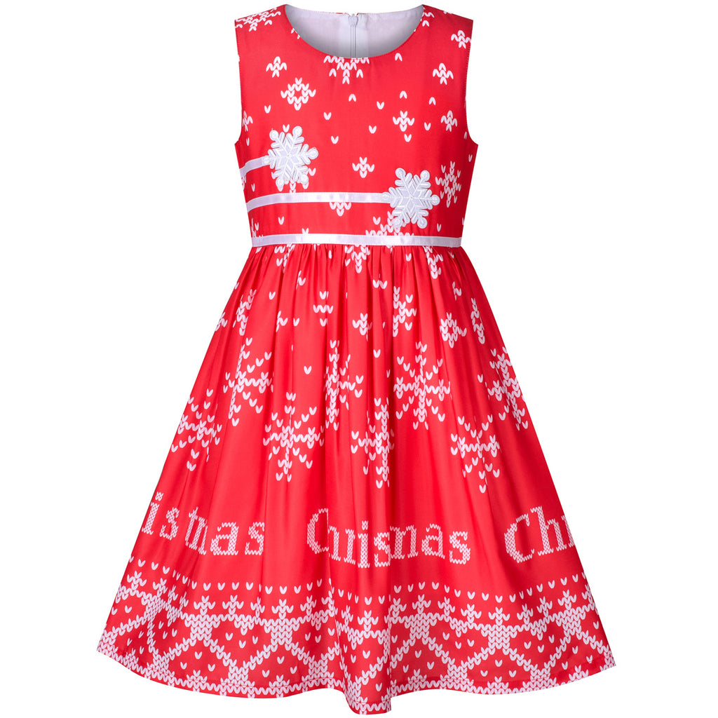 Girls Dress Christmas Snowflakes New Year Holiday Size 4-12 Years