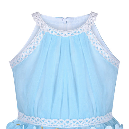 Sunny Fashion Girls Blue Butterfly Halter Tulle Dress