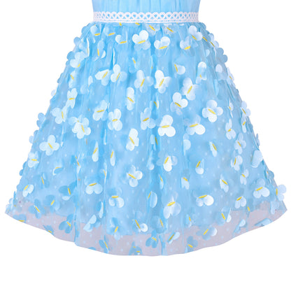 Sunny Fashion Girls Blue Butterfly Halter Tulle Dress