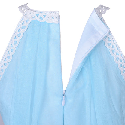 Sunny Fashion Girls Blue Butterfly Halter Tulle Dress