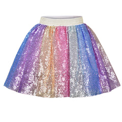 Girls Skirt Rainbow Sequin Bunny Headband Easter Party Size 2-10 Years