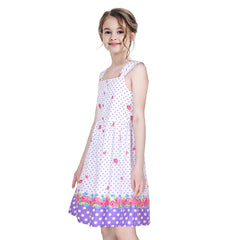 Girls Dress 50s Vintage Rockabilly Button Front Polka Dot Size 6-12 Years