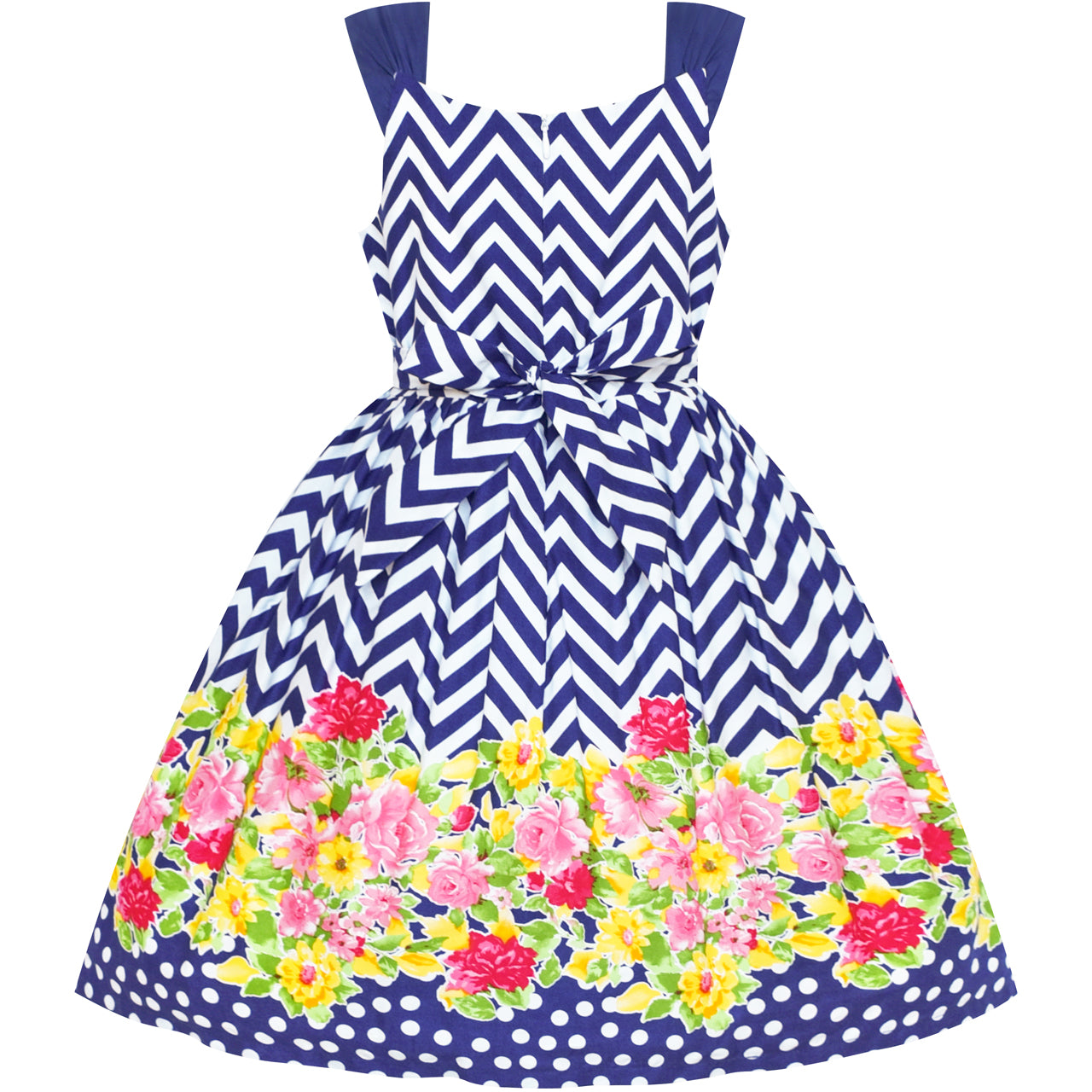 Girls Dress Water Ripple Flower Tank Vintage Dress Size 4-12 Years