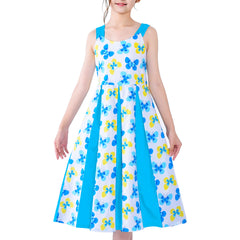 Girls Vintage Dress Retro 1950s Rockabilly Pleated Skirt Butterfly Size 6-12 Years