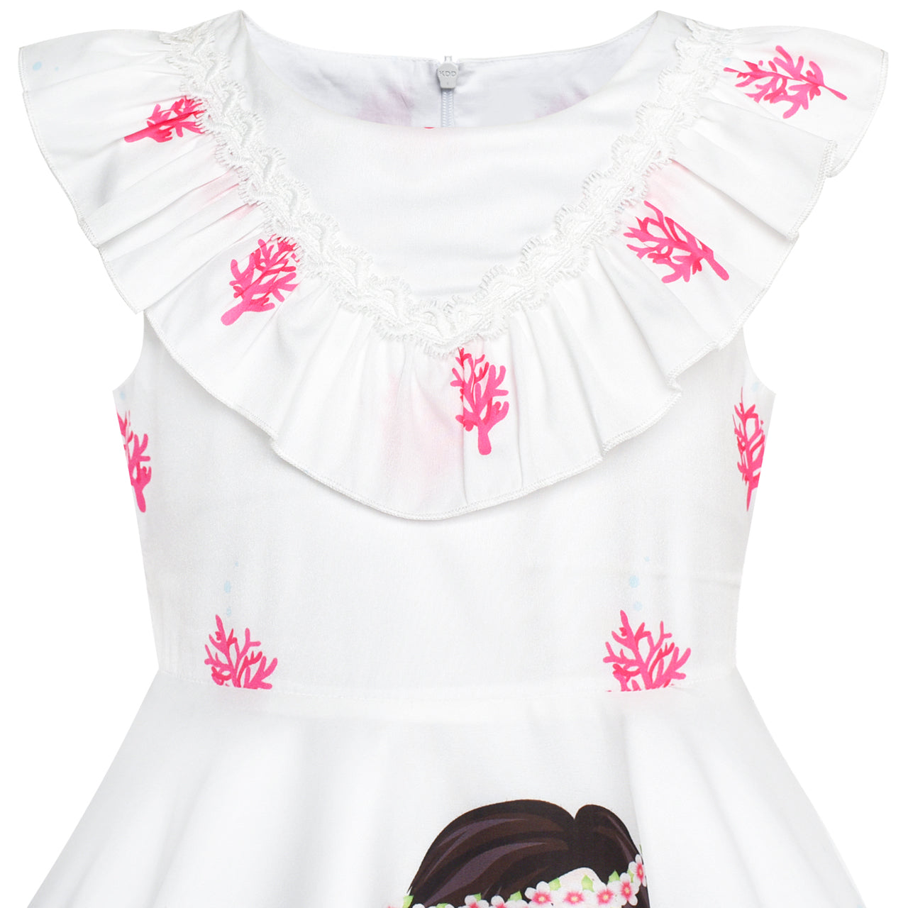 Girls Dress Mermaid Princess Ruffle Collar Party Dress Headband Size 2-6 Years