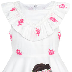 Girls Dress Mermaid Princess Ruffle Collar Party Dress Headband Size 2-6 Years