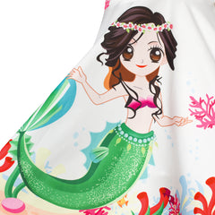 Girls Dress Mermaid Princess Ruffle Collar Party Dress Headband Size 2-6 Years