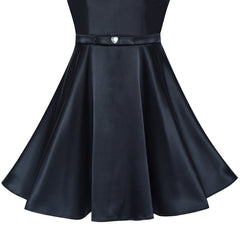 Girls Dress Black Off Shoulder Flare Party Swing Twirly Vintage Dress Size 6-8 Years