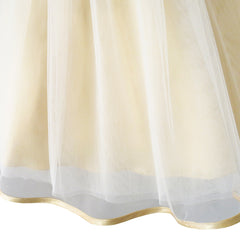 Flower Girls Dress Champagne Crown Gloves Bow Tie Wedding Party Size 2-10 Years