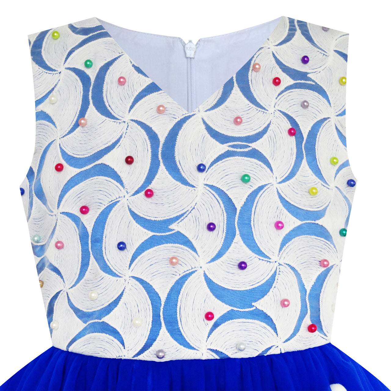 Flower Girls Dress Royal Blue Crown Gloves Lace Pearl Wedding Size 3-12 Years