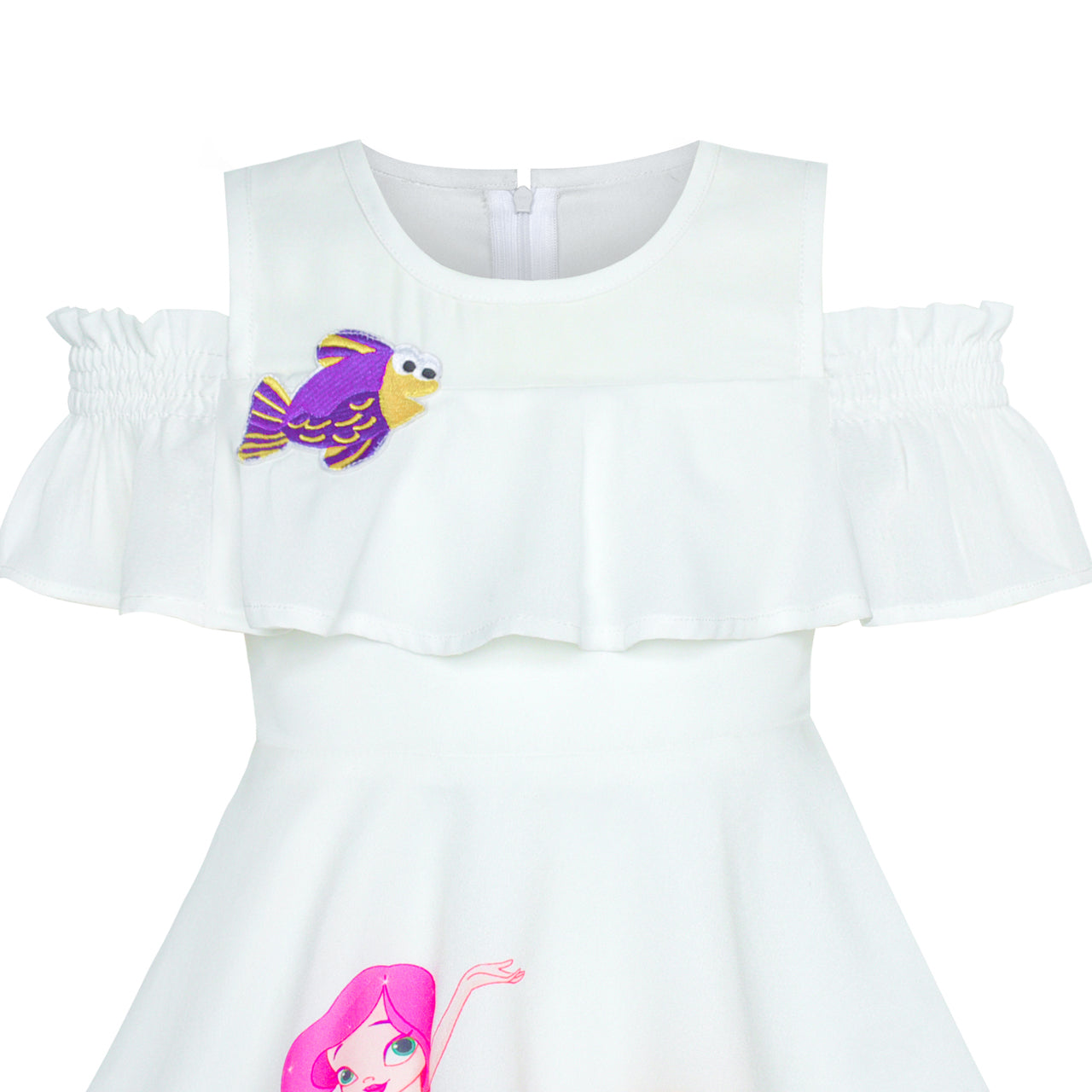 Girls Dress Mermaid Princess Off Shoulder Party Dress Headband Size 4-8 Years
