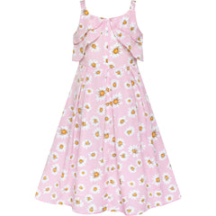 Girls Dress Pink Sleeveless Daisy Floral Easter Party Spring Size 6-12 Years