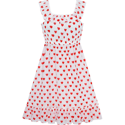 Girls Dress Pink Sleeveless Red Heart Valentine's Day Party Size 6-12 Years