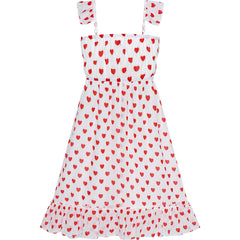 Girls Dress Pink Sleeveless Red Heart Valentine's Day Party Size 6-12 Years