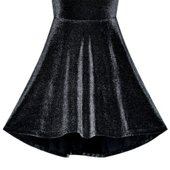 Girls Dress Off Shoulder Black Sparkling Ruffle Shoulder Casual Size 6-12 Years