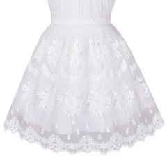 Girls Dress Off White Embroidered Flower Halter Dress Wedding Party Size 5-12 Years