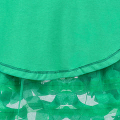 Girls Dress Green 3D Flowers Sleeveless Waist Free Purse Size 5-10 Years