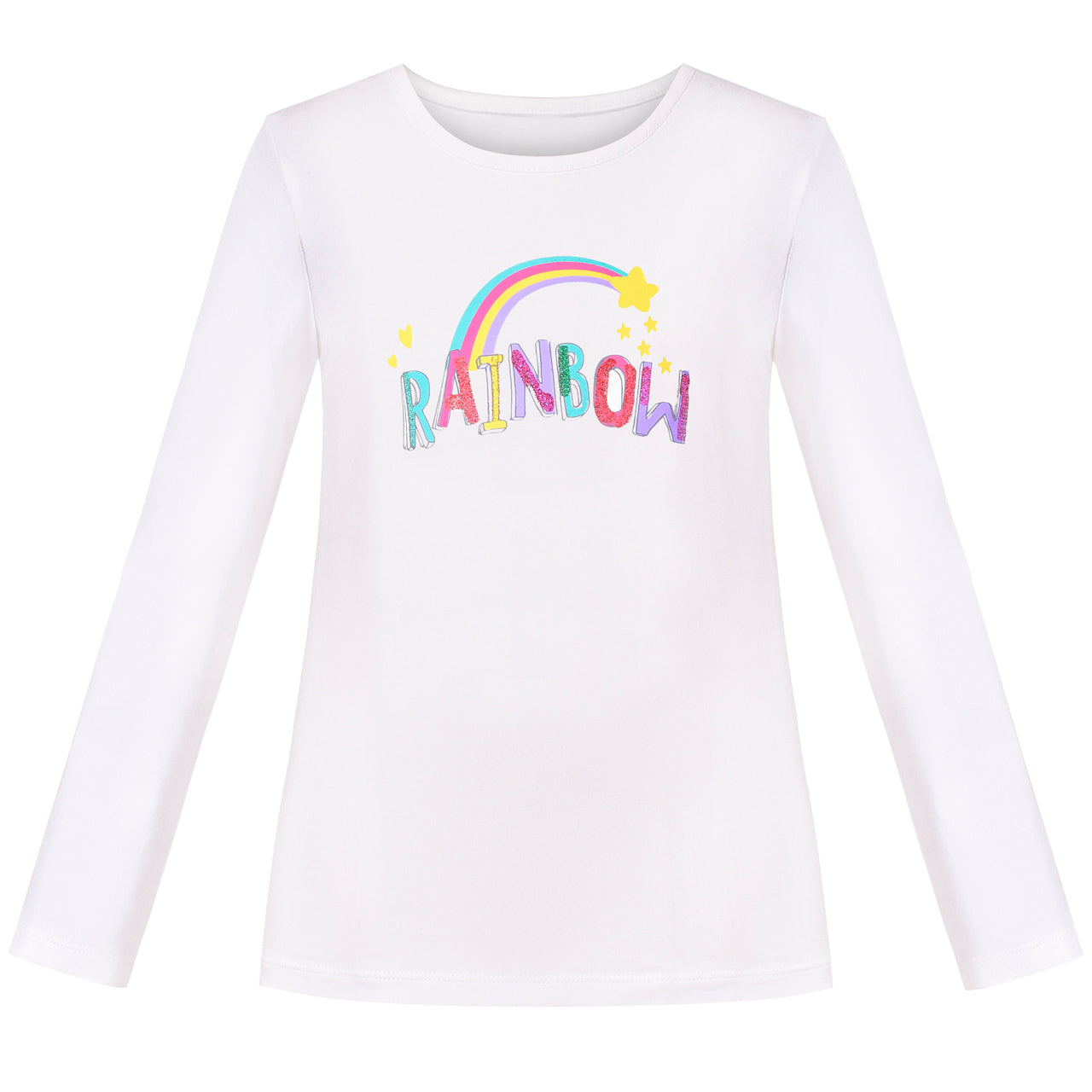 Girls Long Sleeve T-shirt Top Rainbow Sequins Letter Star Size 4-10 Years