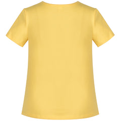 Girls Cotton T-shirt Purple Balloon Yellow Heart Graphic Short Sleeve Size 4-10 Years
