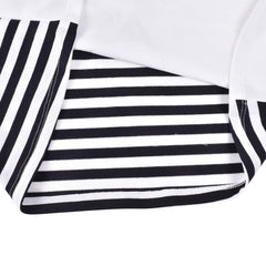 Girls T-shirt Dress Black White Striped Panda Short Sleeve Soft Cotton Size 3-8 Years