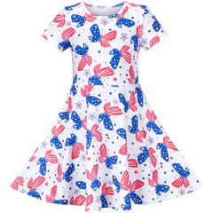 Girls Dress Butterfly Comfortable July 4th National Day Size 4-8 Years