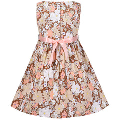 Girl Dress Vintage Flower Print Summer Beach Party Sundress Size 2-10 Years