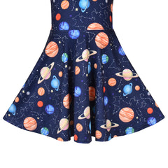 Girls Dress Astronomy Saturn Venus Solar System Short Sleeve Size 4-8 Years