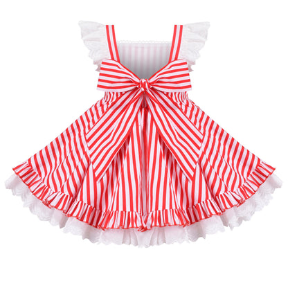 Sunny Fashion Girls Unicorn Rainbow Print Bowknot Princess Dress