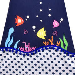 Girls Dress A-line Cotton Fish Dot Blue Sea Ocean Short Sleeve Size 3-8 Years