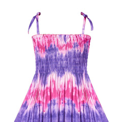 Girls Dress Tie Dye Ruffle Flare Beach Summer Bohemian Size 4-12 Years