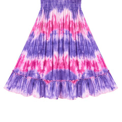Girls Dress Tie Dye Ruffle Flare Beach Summer Bohemian Size 4-12 Years