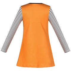 Girls Dress O-neck Orange Ghost Dark Night Comfy Long Sleeve Size 3-7 Years