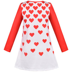 Girls T-shirt Dress Christmas Red Heart Love Long Sleeve Size 3-8 Years