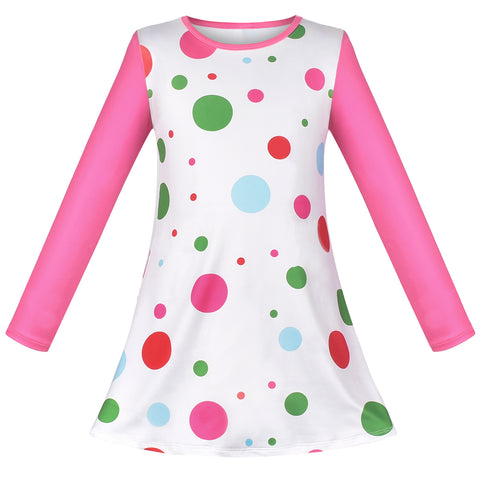 Girls Dress T-shirt Colorful Bubble Pink Long Sleeve Size 3-8 Years