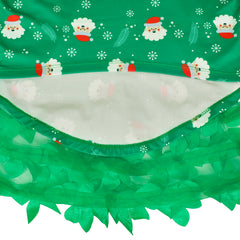 Girls Dress Santa Bag Christmas Set Green Snow Flake Sleeveless Size 5-10 Years