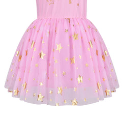 Girls Dress Cotton Top Pink Gold Firework O Neck Short Sleeve Size 4-8 Years