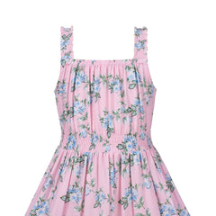 Girls Dress Hi-lo Cute Suspender Wide Spaghetti Flower Sleeveless Size 7-14 Years