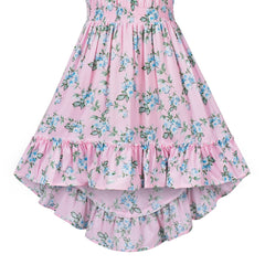 Girls Dress Hi-lo Cute Suspender Wide Spaghetti Flower Sleeveless Size 7-14 Years