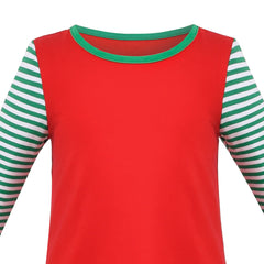 Girls Dress Red Christmas Tree Ruffle Big Pocket Stripe Long Sleeve Size 4-8 Years