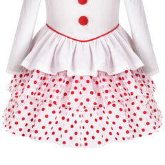 Girls Dress 2-in-1 Christmas Ruffle Polka Dot Long Sleeve Clown Set Size 4-8 Years
