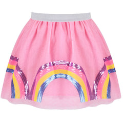 Girls Skirt Pink Tutu Ballet Skirt Pink Rainbow Sequin Unicorn Size 2-10 Years